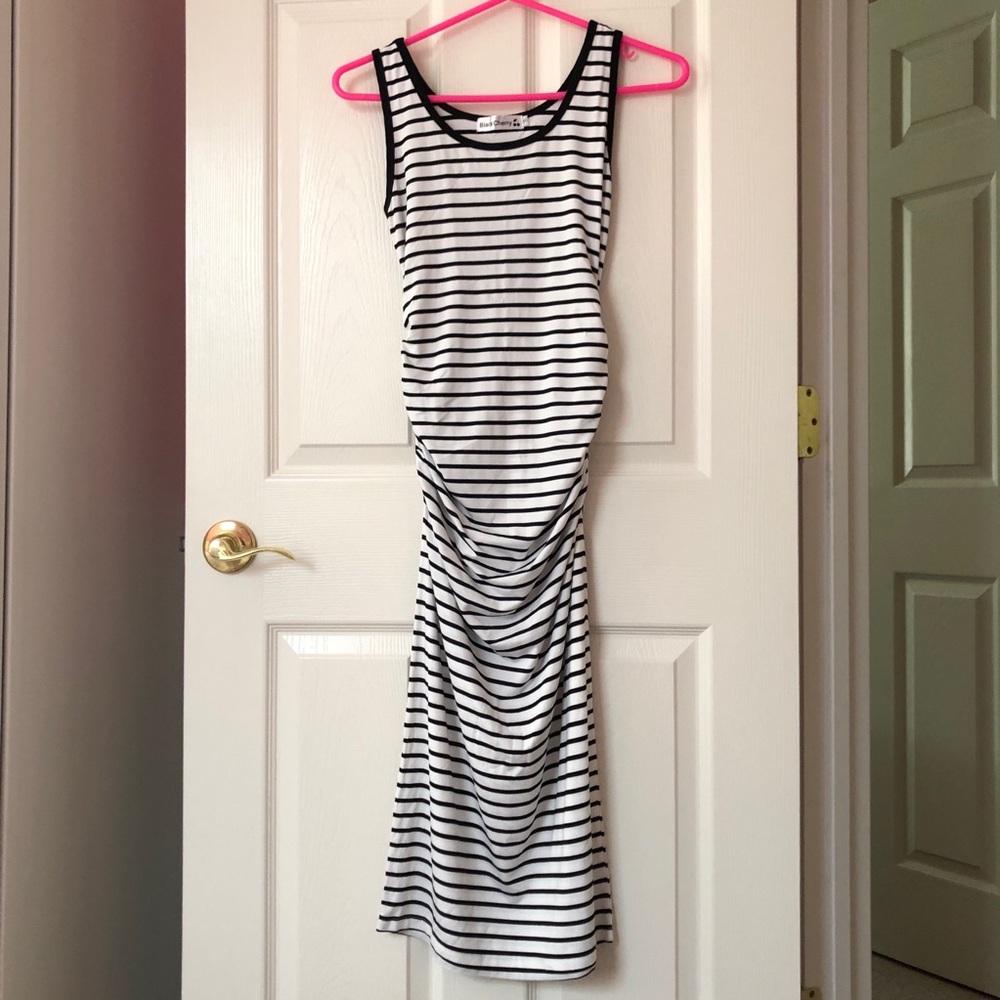 Black Cherry Maternity Striped Dress